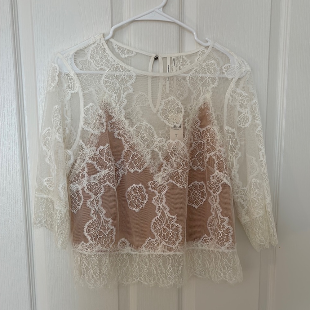 Anthropologie Lace Overlay Top
